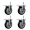 Service Caster 5 Inch Black Polyurethane Swivel 34 Inch Threaded Stem Caster Set with Total Lock Brake SCC-TSTTL20S514-PPUB-BLK-34212-4 - alternate 1